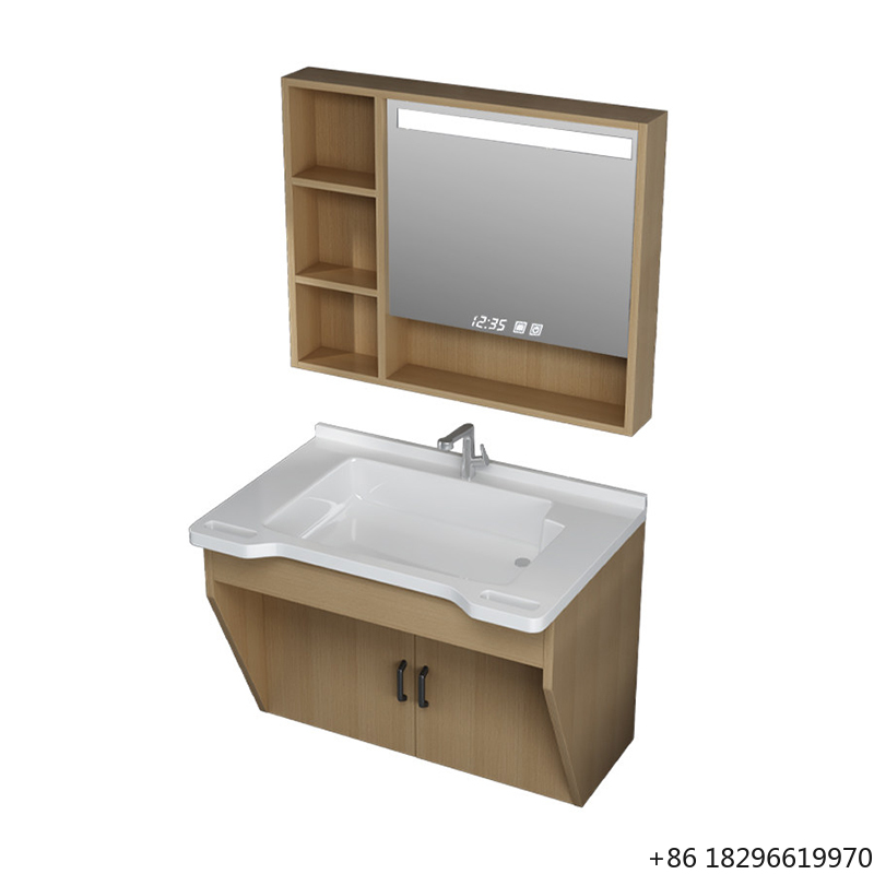 Home Bathroom Vanity - Barrierefreies Badezimmer-Waschtischset mit Sicherheitsarmlehne, Waschbecken, Spiegelschrank