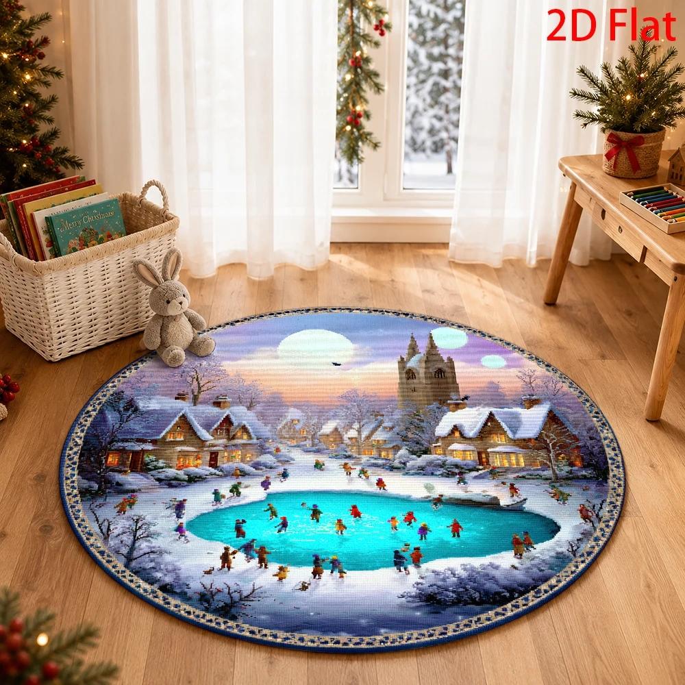 Home Bathroom Scene - 1 Stück Winter Wonderland Eislauf-Dorf Bedruckter