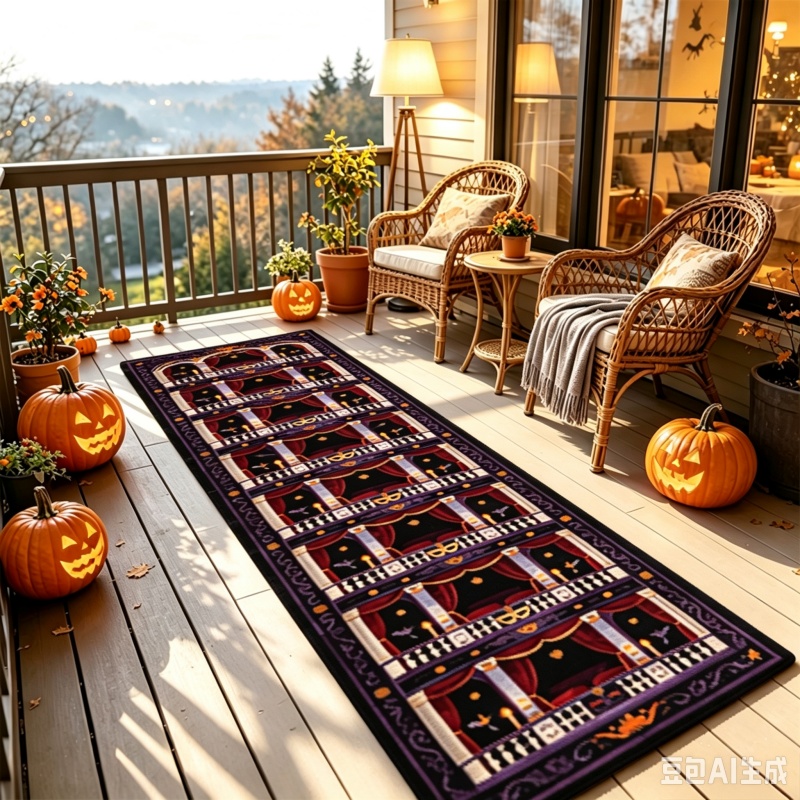 Home Bathroom Scene - Gotischer Halloween-Fensterszenen-Druck-Teppichläufer, rutschfester langer Teppich für
