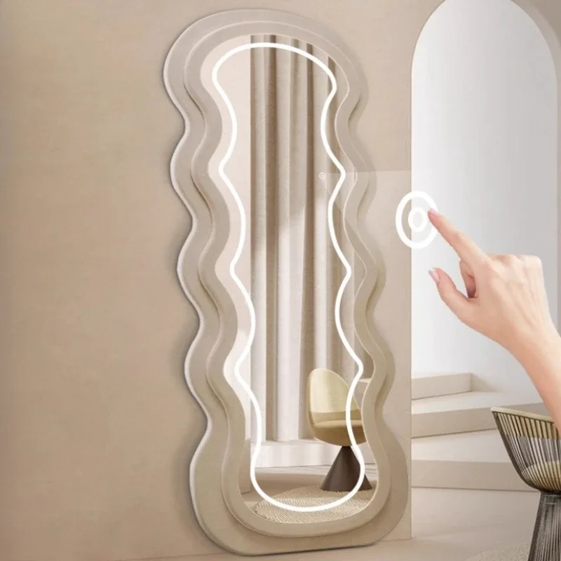 Home Bathroom Cabinets - Raumdekoration Moderner Flanell-Standspiegel Großer Bodenspiegel mit