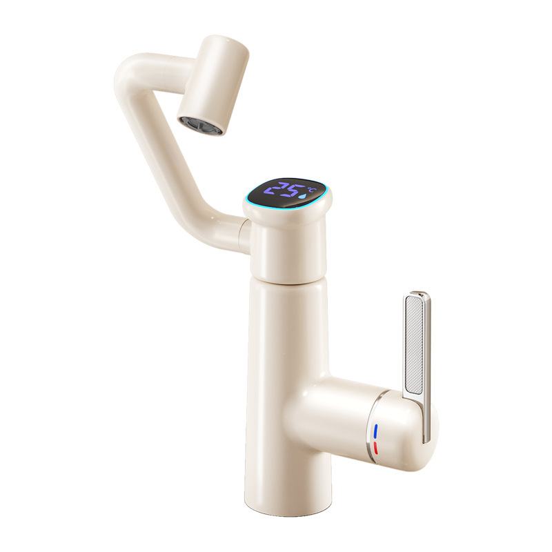 Home Bathroom Vanity - # Digitalanzeige-Wasserhahn, cremefarbenes Waschbecken im Minion-Stil