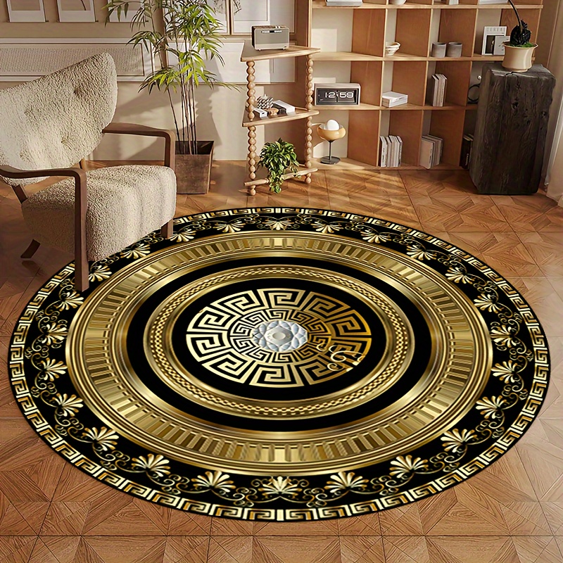 Home Bathroom Floor Mats - Griechisches Schlüsselmuster Runder Teppich Flanell-Teppich Klassisches