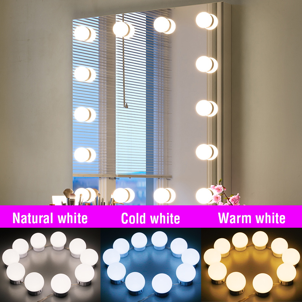 Home Bathroom Vanity - USB-LED-Schminktischbeleuchtung, Kosmetikspiegel-Lampe, 3 Farben, Touch-Dimmbar, für