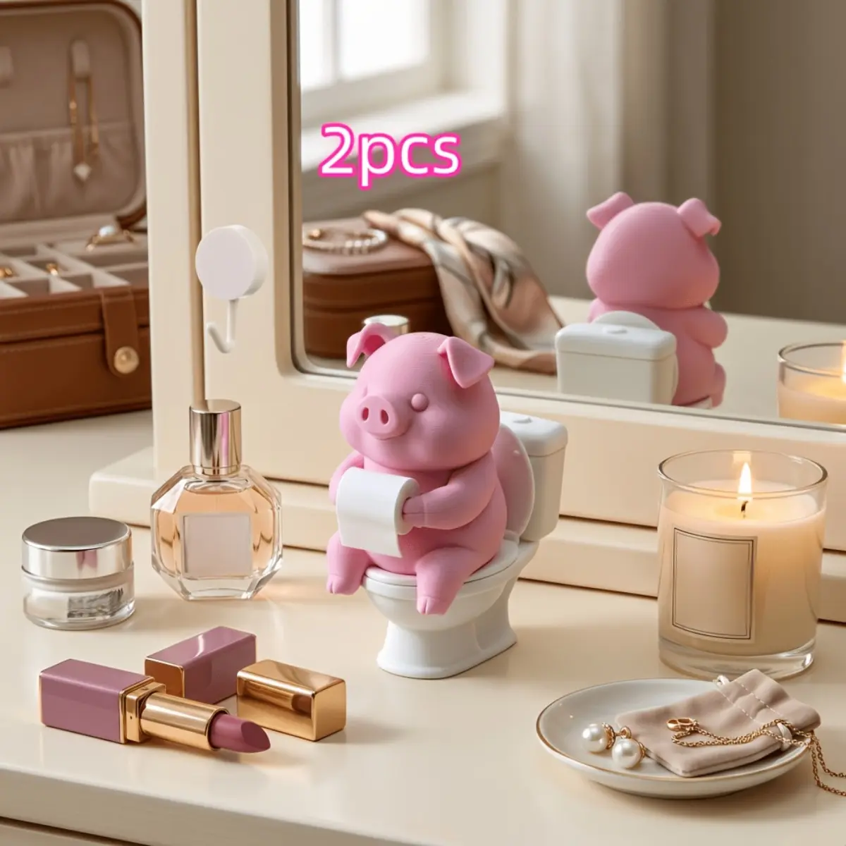 Home Goods Bathroom Vanity - 2er-Pack rosa Schwein, das auf der