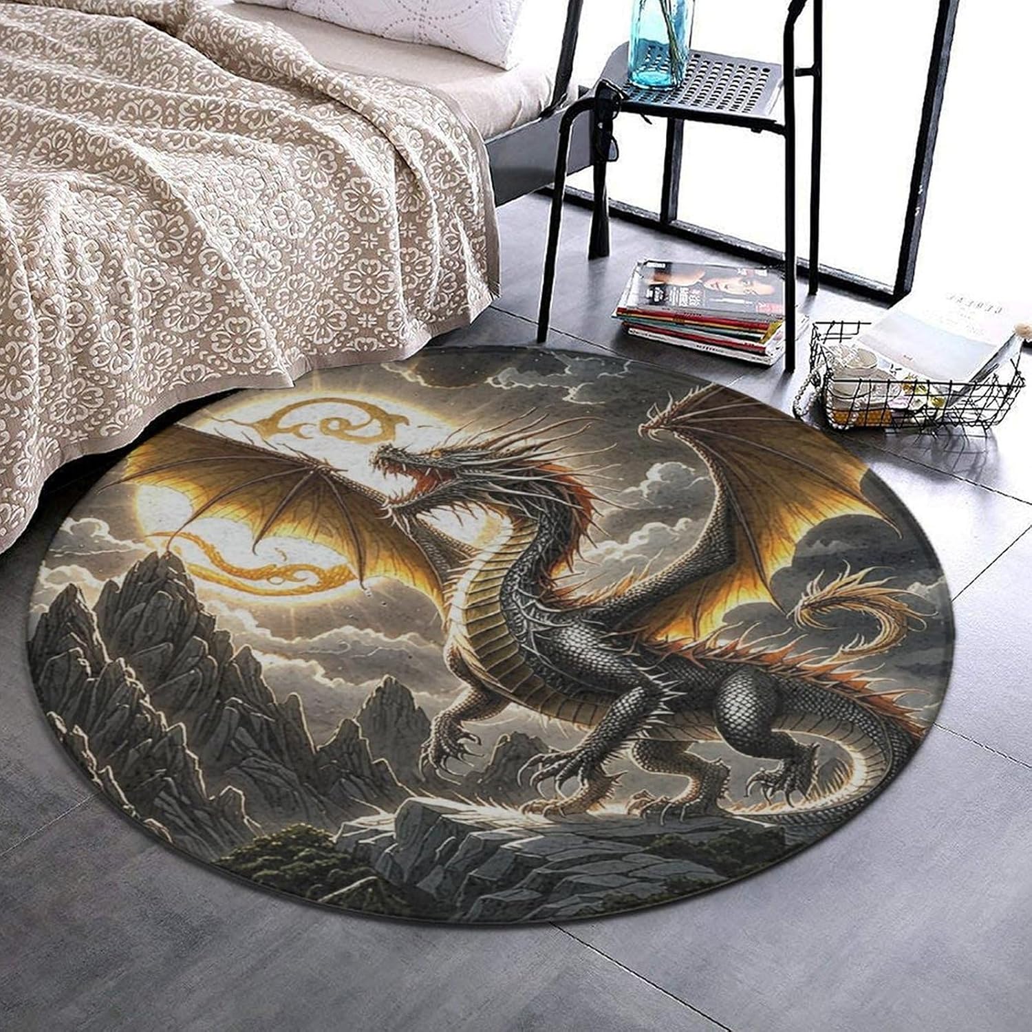 Majestätischer Drachen-Rundtep – Home Bathroom Scene Bewertung und Preis