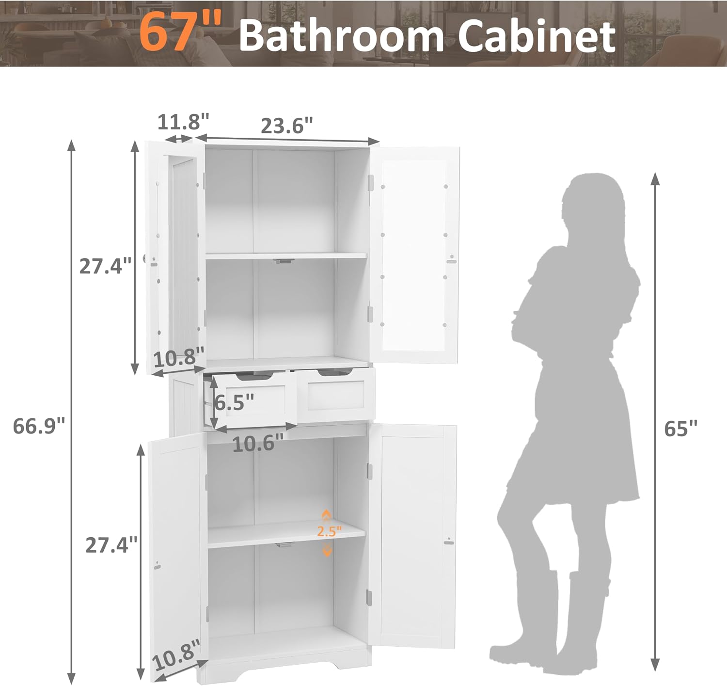 Hoher Badezimmerschrank, freis – Home Bathroom Cabinets Bewertung und Preis